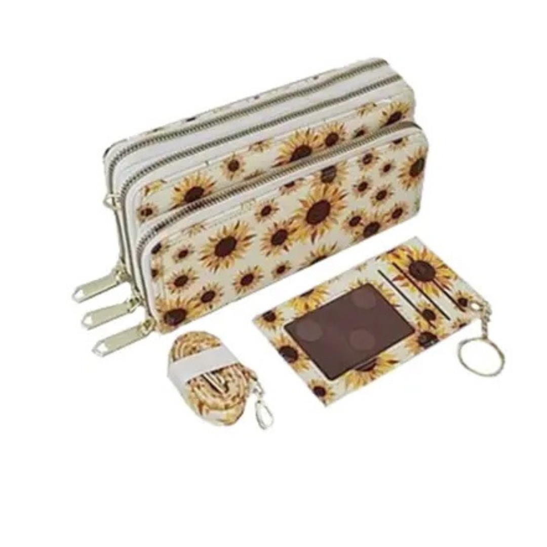 Sunflower Wallet Crossbody Bag with Card Holder