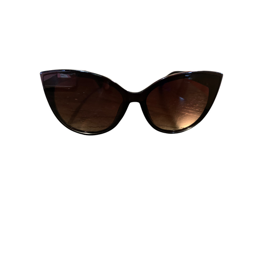 Women's Dark Brown Glitter Detailed Cat Eye Sunglasses