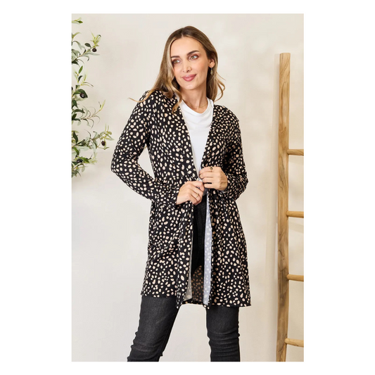 Heimish Full Size Printed Open Front Cardigan