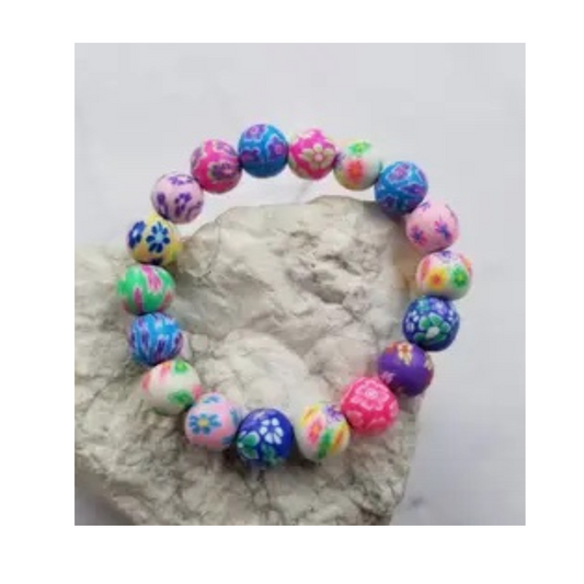 Flower Clay Bead Bracelet