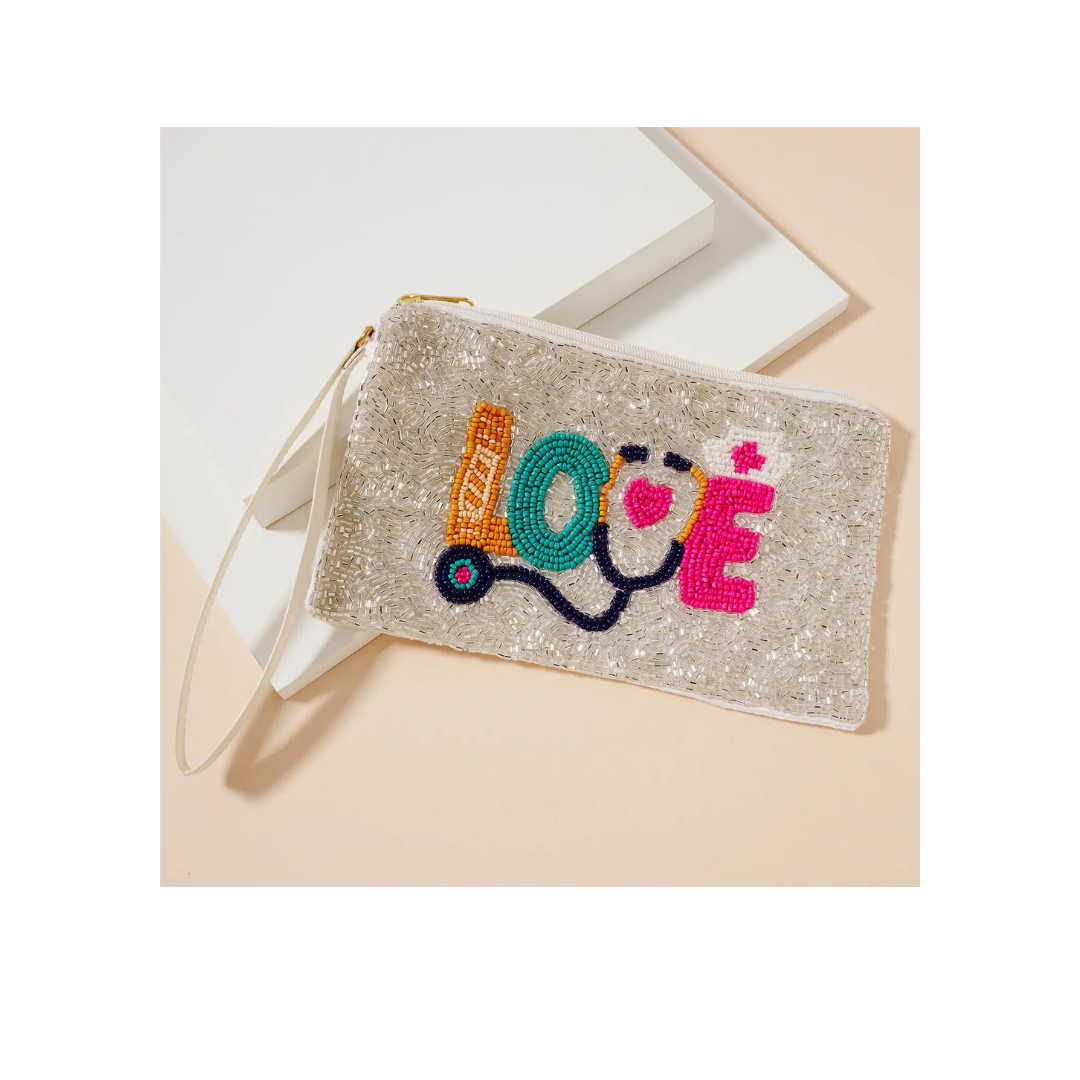 Love Nurse Hat Beaded Coin Purse