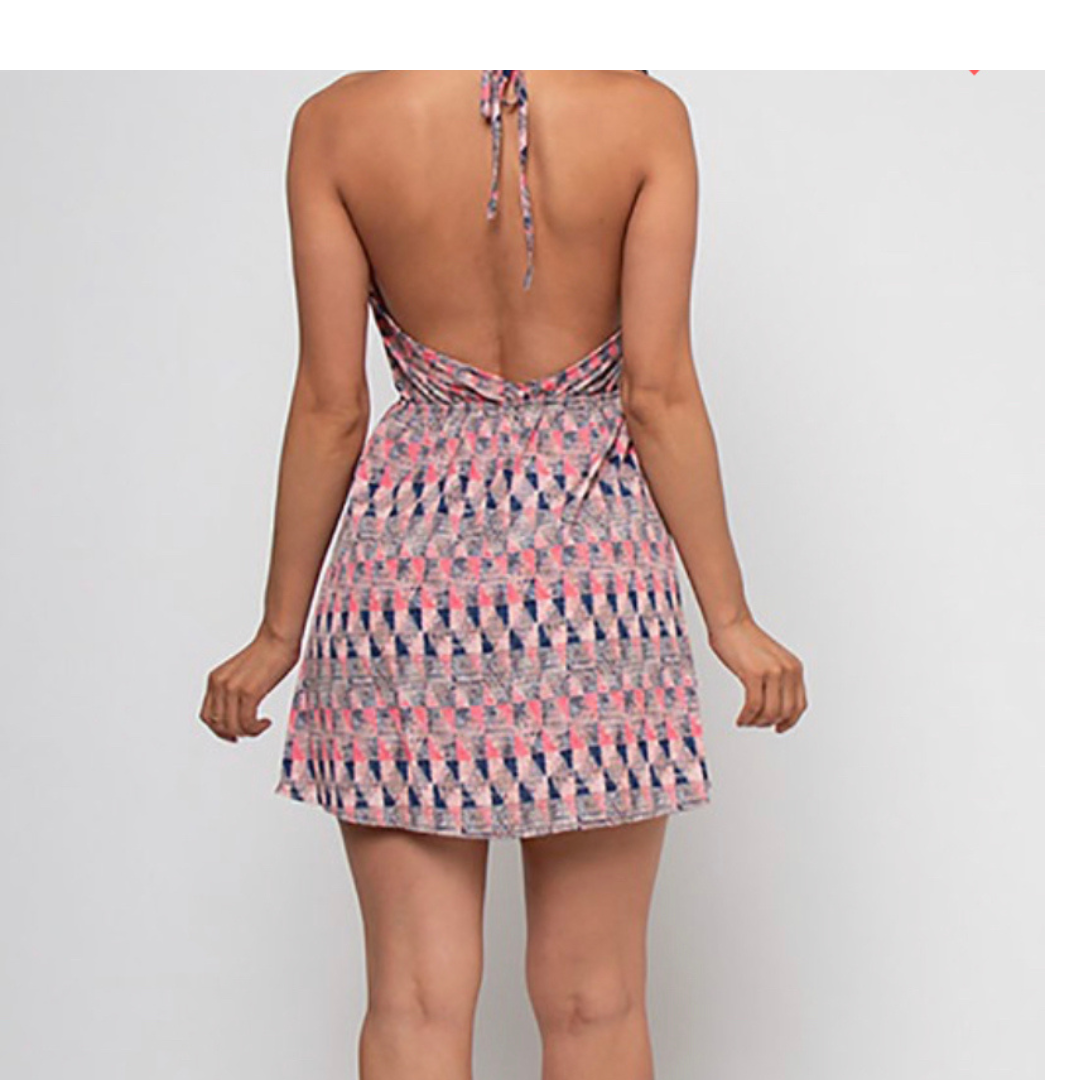 Tribal Print Halter Neck Mini Dress