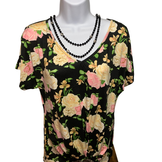 Black/Ivory Floral Top