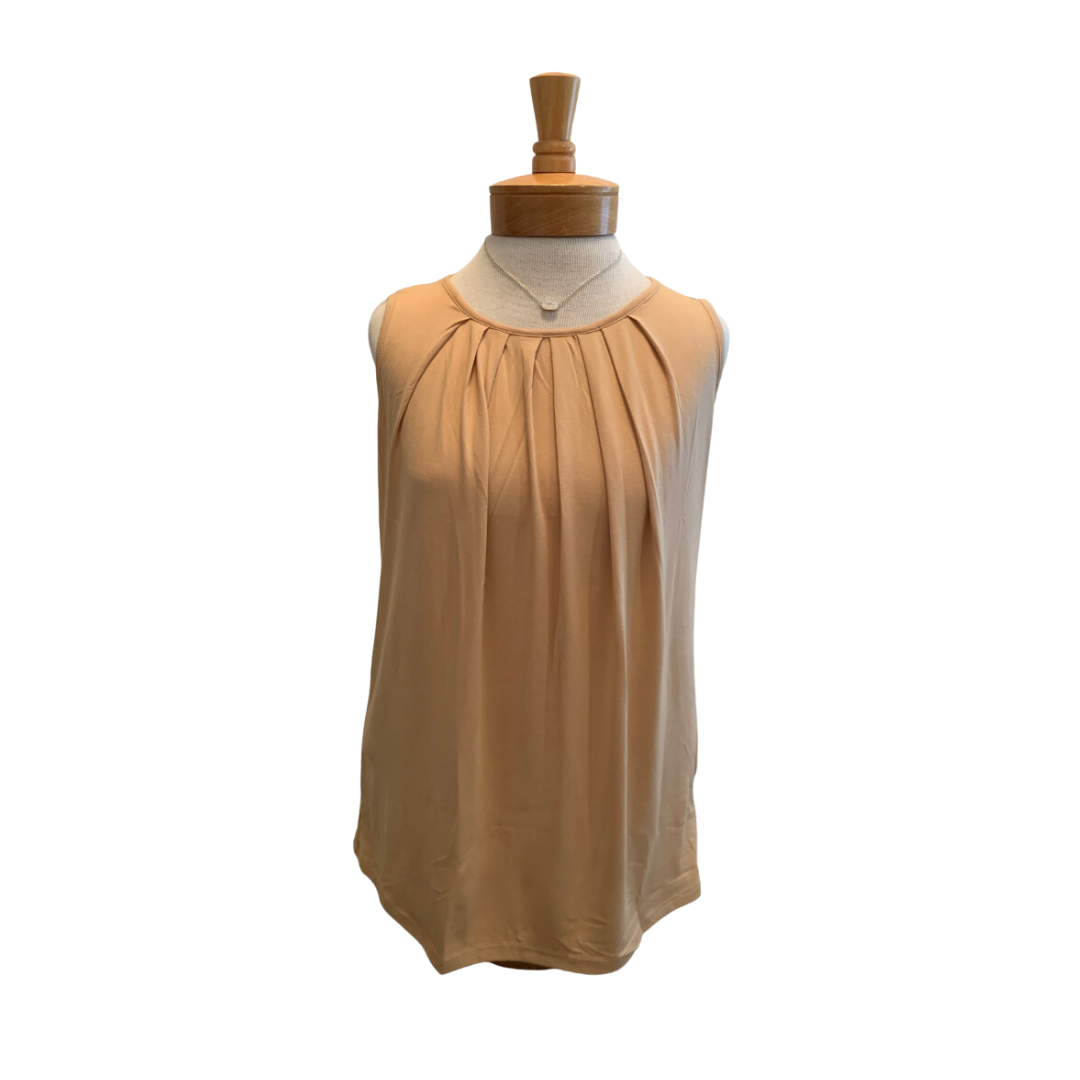 Sleeveless Neck Pleated Top