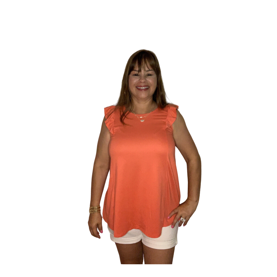 Coral Sleeveless Top