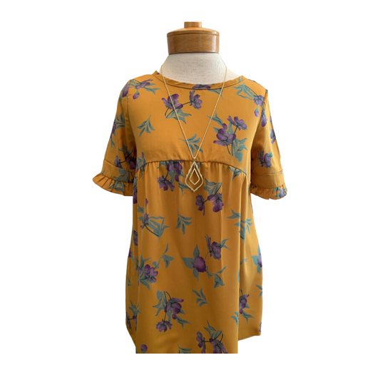 Mustard Top Ruffled Half-Sleeve