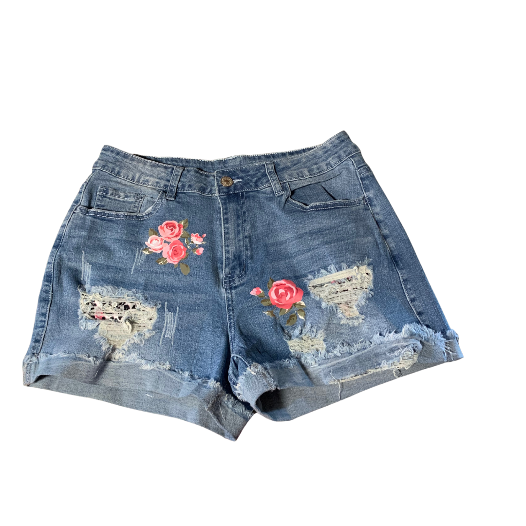 Sky Blue Denim Stress Shorts