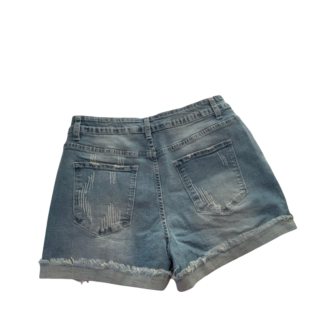 Sky Blue Denim Stress Shorts