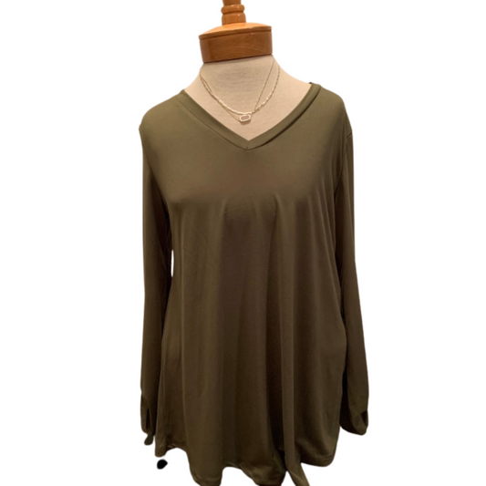 Long Sleeve Banded V-Neck Top