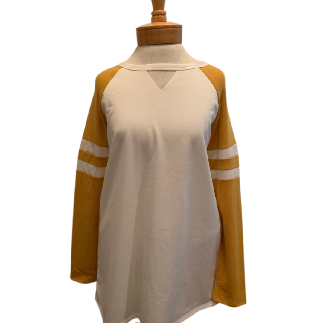 Ivory/Mustard Varsity Long Sleeve Top