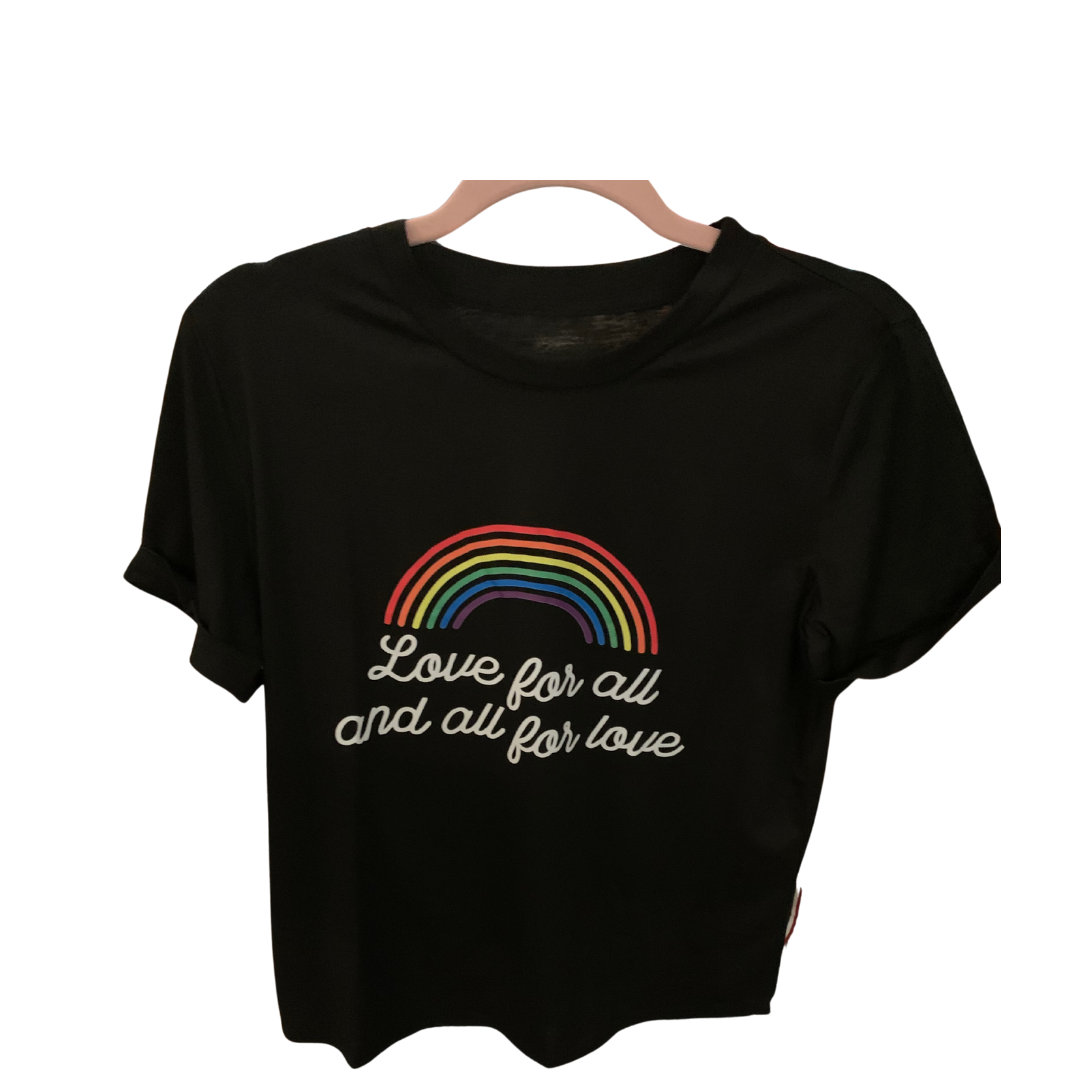 Black Rainbow Print Casual Tee