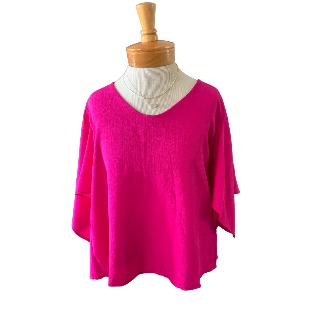 Pink Flutter Sleeve Top