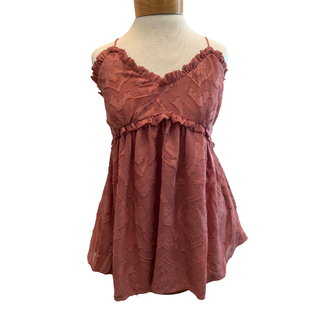 ROSE SLEEVELESS V NECK LACE TOP